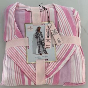 Victoria's Secret Pink and White Flannel Pajama Set